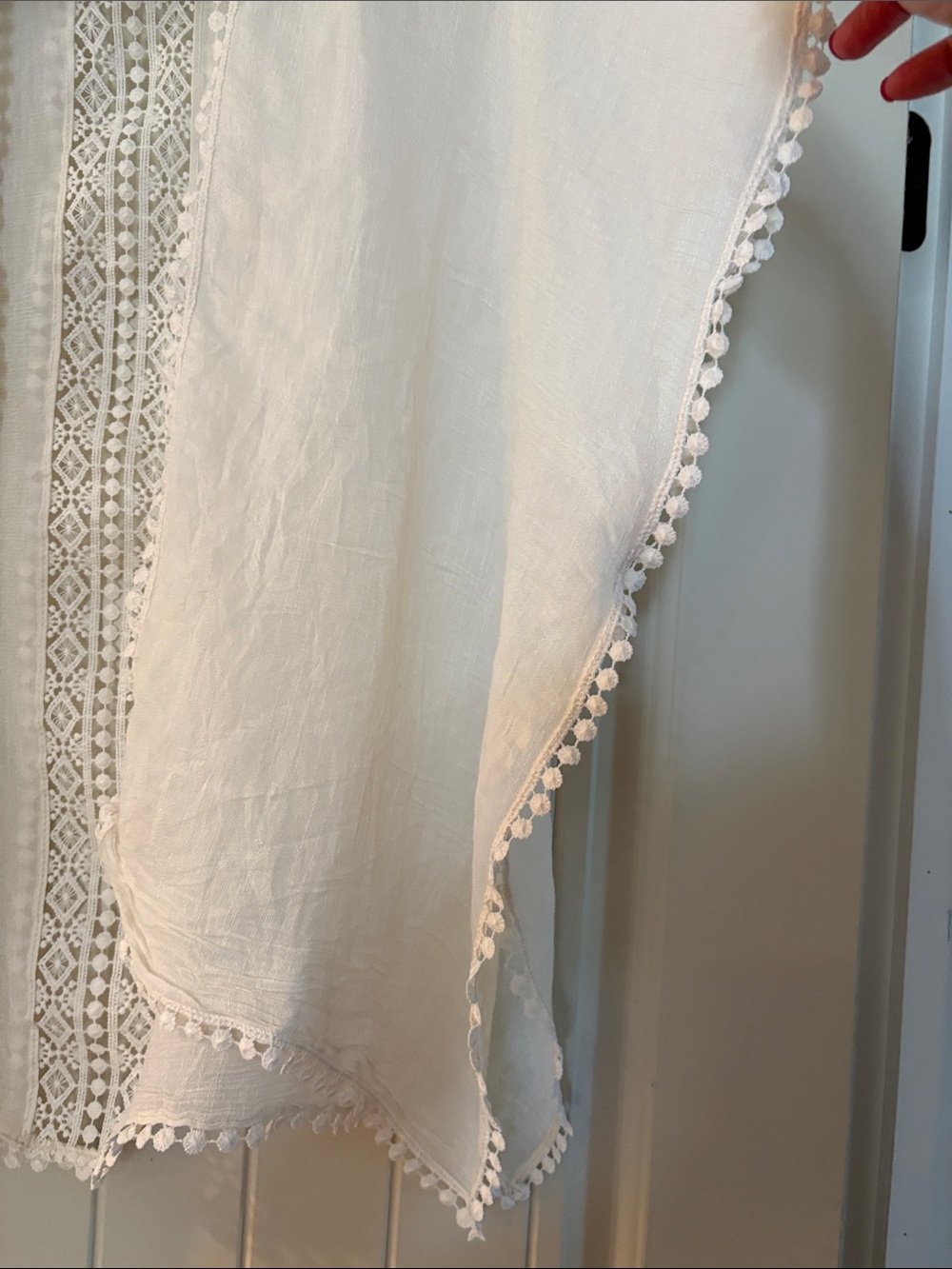 Steve Madden Cream Lace-Trim Poncho kimono Cover-Up - Picture 6 of 7